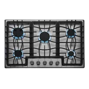 30 in. 5-Burners Recessed Gas Cooktop in Stainless Steel with LPG/NG Gas Cooktop, Thermocouple Protection