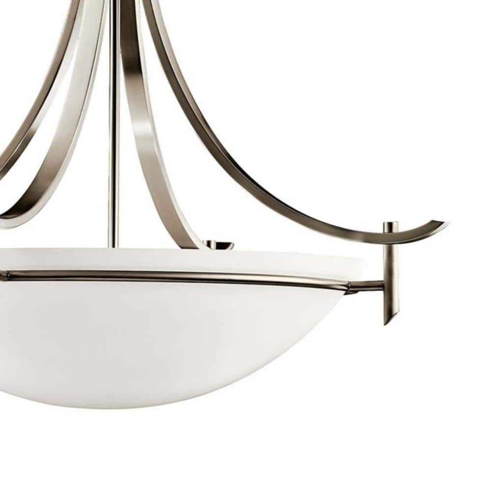 Olympia Antique Pewter 3-Light Inverted Pendant with Satin-Etched Glass