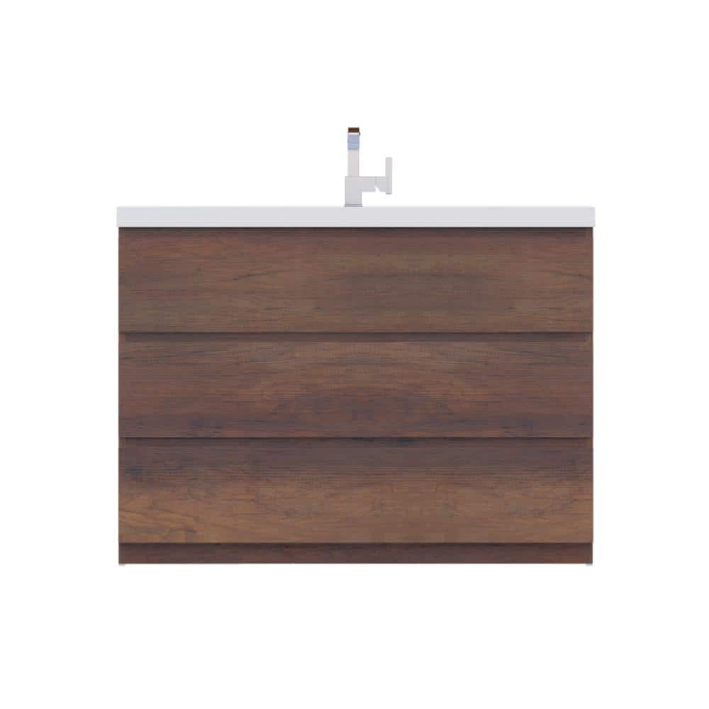 Paterno 48" Rosewood Modern Bathroom Vanity with White Acrylic Top