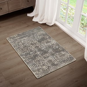 Holliswood 2 ft. x 3 ft. New Cream/Grey Abstract Fade Resistant Area Rug