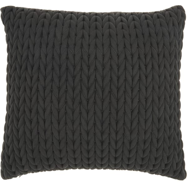 Mina Victory Lifestyles Charcoal Geometric 18 in. x 18 in. Throw Pillow