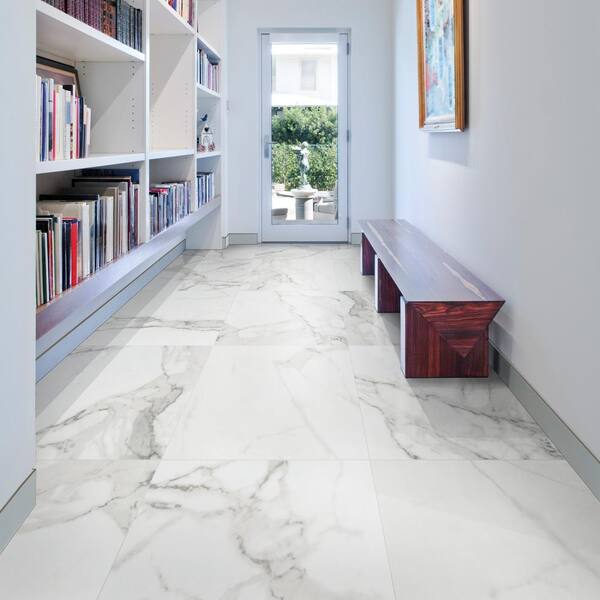 Crystal Bianco 32 in. x 32 in. Polished Porcelain Stone Look Floor and Wall  Tile (21.33 sq. ft./Case)