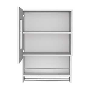 19.69 in. W x 13.19 in. D x 28.74 in. H Bathroom Storage Wall Cabinet with Towel and Spice Rack in White