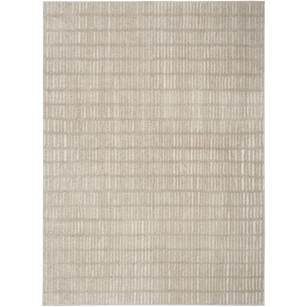 Nourison Modern Comfort Grey Ivory 8 ft. x 10 ft. Linear Contemporary Area Rug