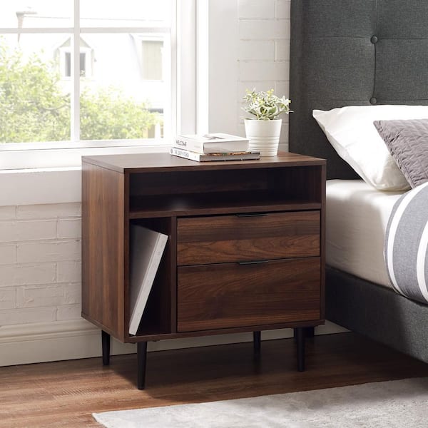 Walker Edison Furniture Company Modern Dark Walnut 2-Drawer