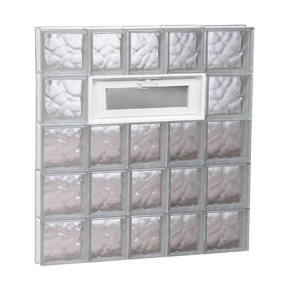 Clearly Secure 32.75 in. x 38.75 in. x 3.125 in. Frameless Wave Pattern Vented Glass Block Window