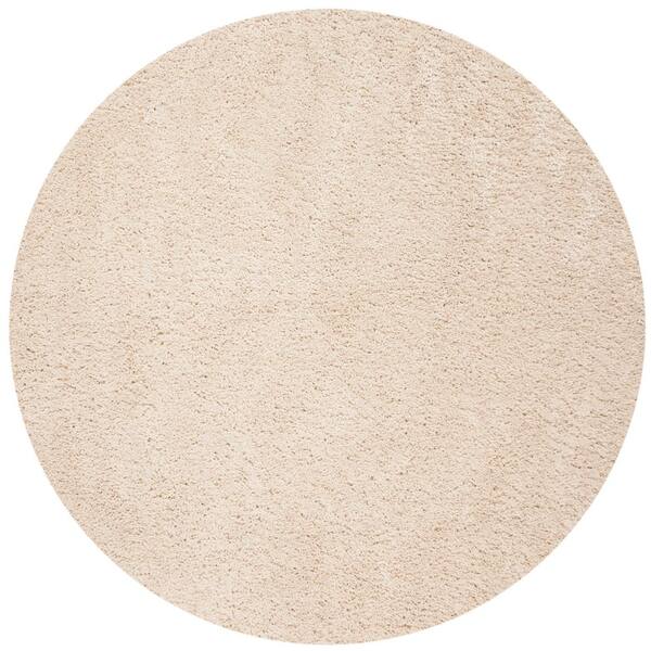 Fontana Shag 3 ft. x 3 ft. Cream Solid Round Area Rug