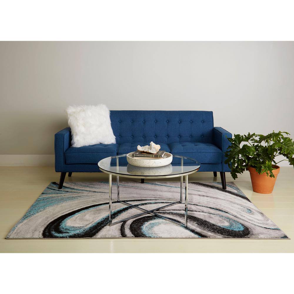 Boho Odette Blue and Gray Abstract 8' x 10' Tufted Area Rug