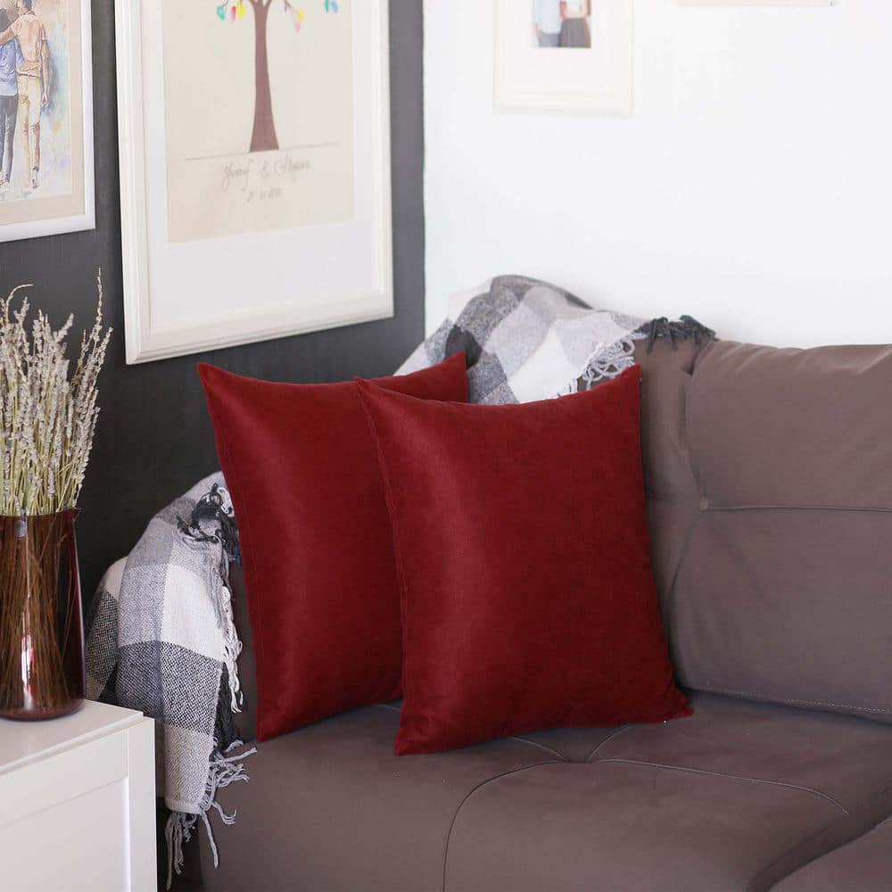Claret Red 20" x 20" Polyester Pillow Covers Set of 2