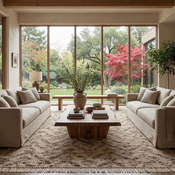 JuJu Diamond Trellis Wool Area Brown 9 ft. x 12 ft. Indoor Area Rug