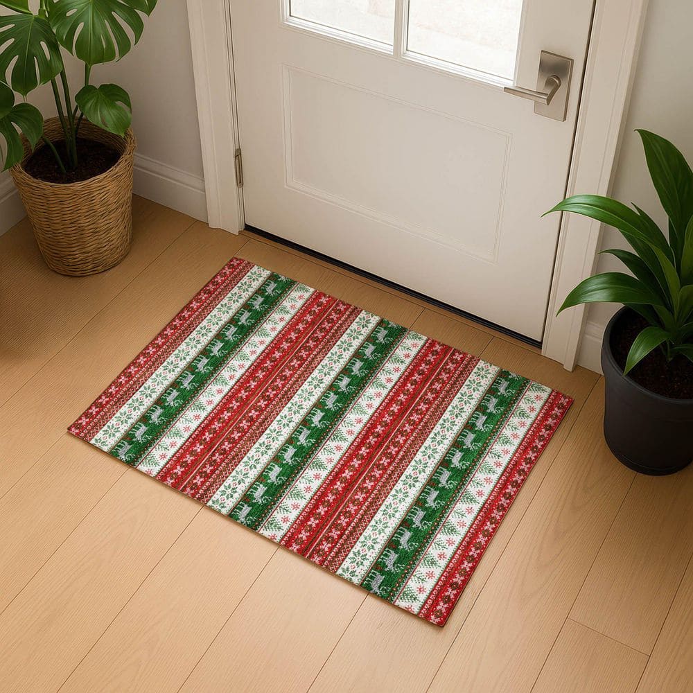 Mayfield Premium Machine Washable Abstract AMF1818 Red 2 ft. x 3 ft. Area Rug price history on PriceWatchPro