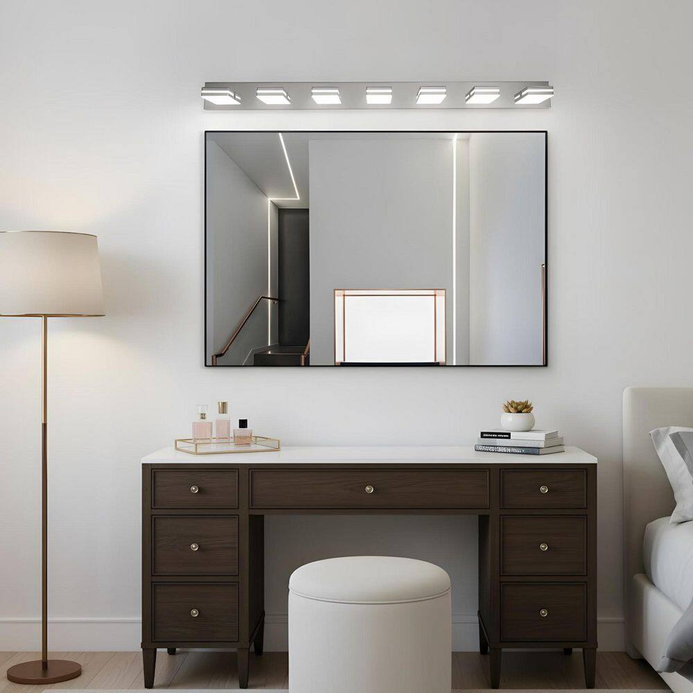 55.1 in. 7-Light LED Chrome Bathroom Vanity Light with Dimmable 6000K Light and 180° Rotatable Shade price history on PriceWatchPro