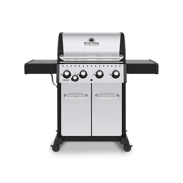 Broil King Crown S 440 4-Burner Natural Gas Grill in Stainless Steel with Side Burner