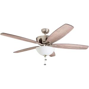 Lorrimore, 60 in. Traditional Ceiling Fan with LED Light, Pull Chain, Dual Finish Blades - Brushed Nickel