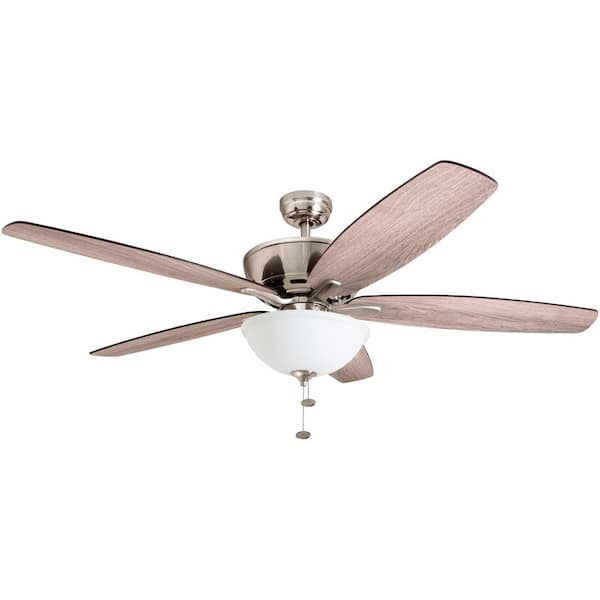 Sahara Fans Lorrimore, 60 in. Traditional Ceiling Fan with LED Light, Pull Chain, Dual Finish Blades - Brushed Nickel
