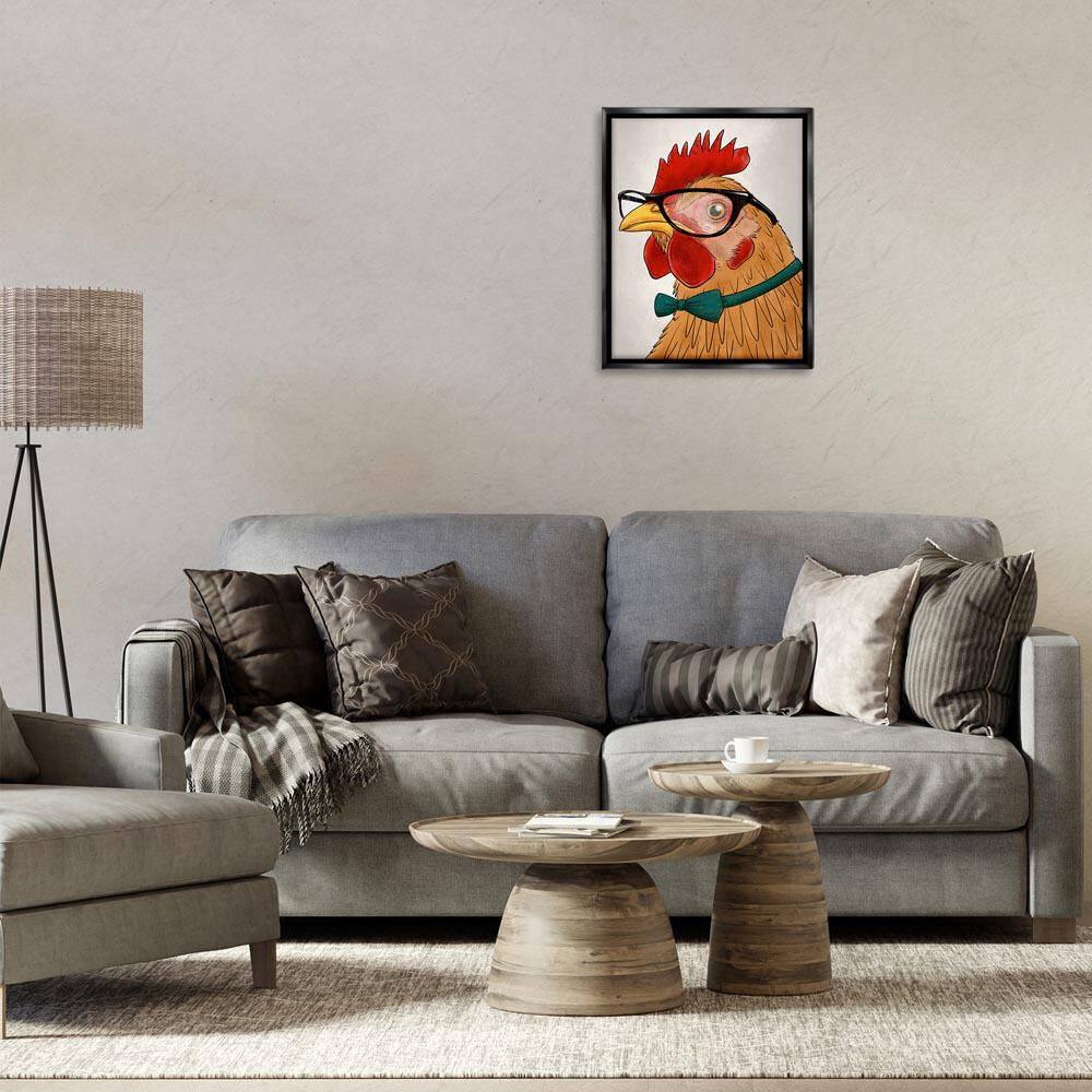 Funny Hipster Rooster by Marcus Prime Black Floater Frame Animal Graphic Art Print 21 in. x 17 in. price history on PriceWatchPro