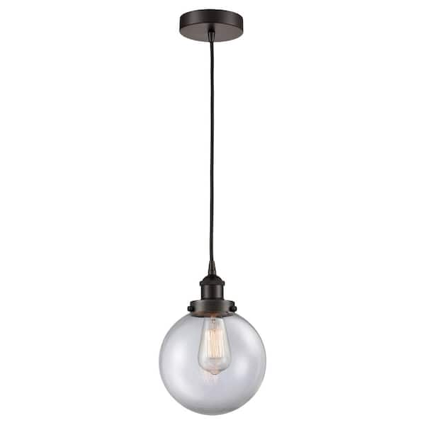 Innovations Beacon 60-Watt 1-Light Oil Rubbed Bronze Standard Mini Pendant Light with Clear Glass Shade, No Bulbs Included