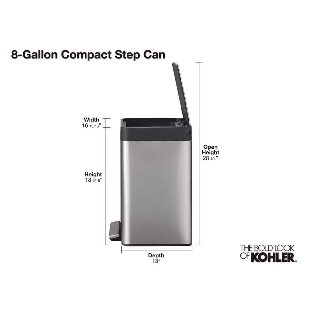 8-Gallon Stainless Steel Step Trash Can with Pedal