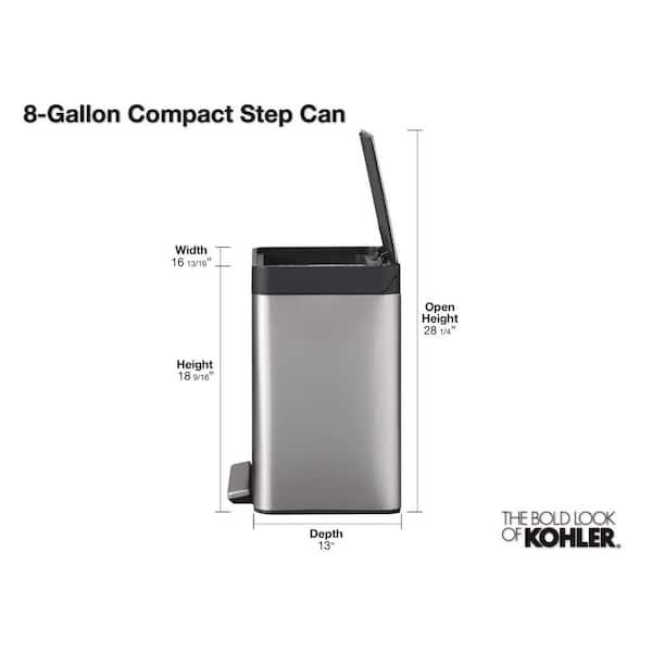 KOHLER 8 Gal. Pantry Stainless Steel Trash Can with Stainless