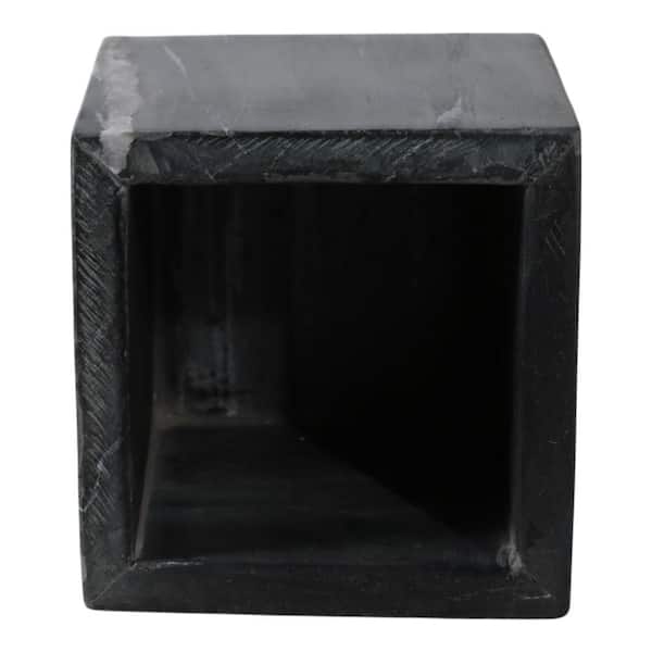 Black 4 in. x 4 in. Marble Square Modern Pencil Cup
