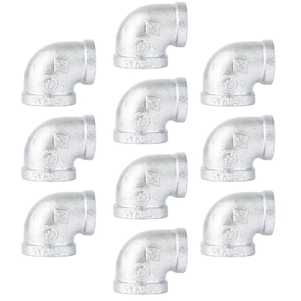PIPE DECOR 1 in. x 3/4 in. Iron Galvanized 90° FPT x FPT Reducing Elbow Fitting (10-Pack)