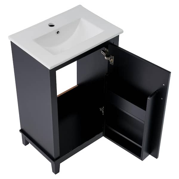 Nautき20 tunuo 20 in. W Wood Modern Small Bathroom Vanity Cabinet in Black