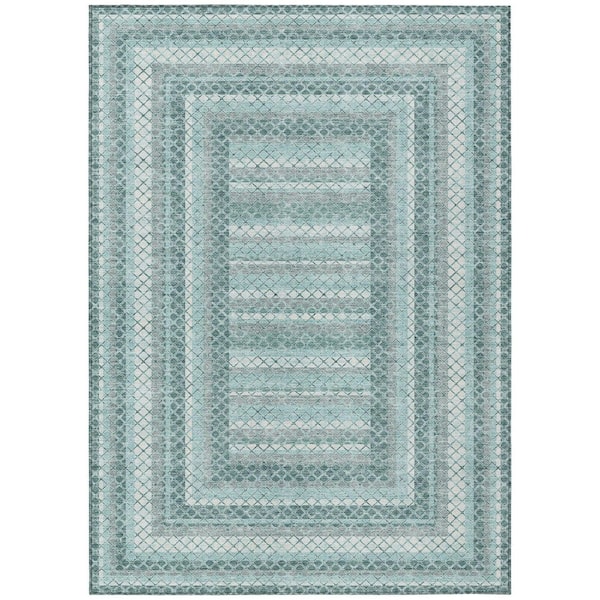 Chantille Machine Washable Indoor/Outdoor Abstract ACN2011 Teal 8 ft. x 10 ft. Area Rug