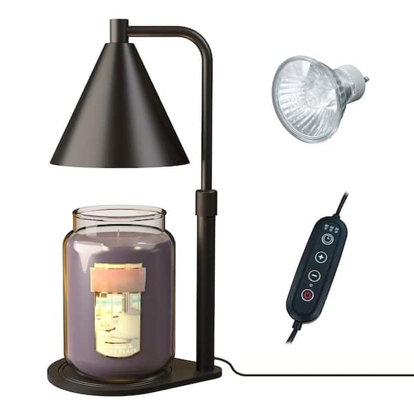 Tivleed 9.5 in. Black Metal Candle Melting Lamp plus Table Lamp in 1, Dimmable with Bulb