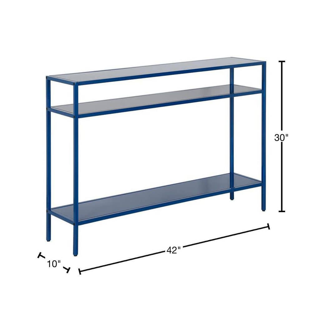 Ricardo 42" Mykonos Blue Metal Console Table with Shelves