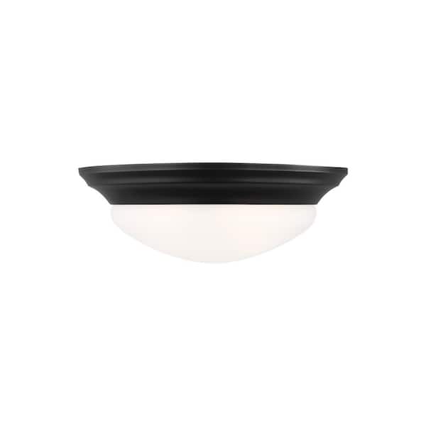 Generation Lighting Nash 14 in. 2-Light Midnight Black Flush Mount