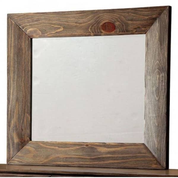William's Home Furnishing Medium Square Rustic Natural Tone Classic Mirror (37 in. H x 42 in. W)