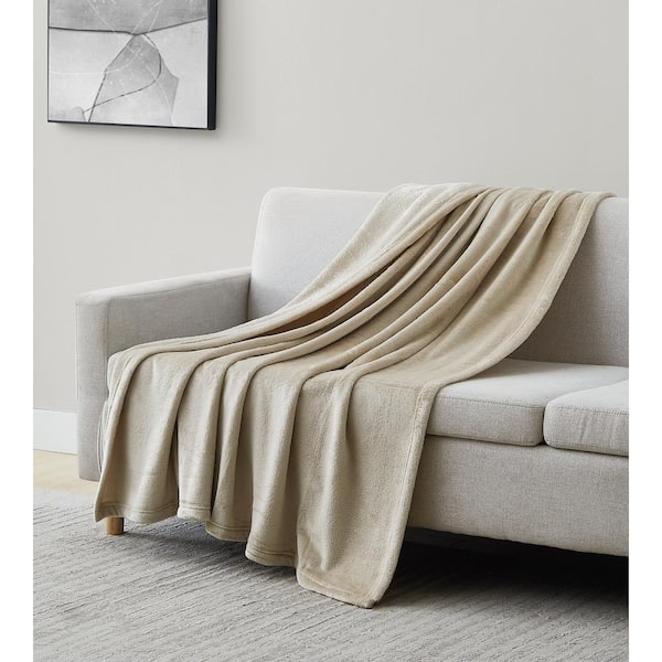 SOUTHSHORE FINE LINENS Premium Sand Fleece Throw Blanket