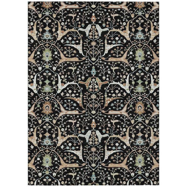 Addison Rugs Chantille Machine Washable Indoor/Outdoor Abstract ACN2250 Black 5 ft. x 7 ft. 6 in. Area Rug