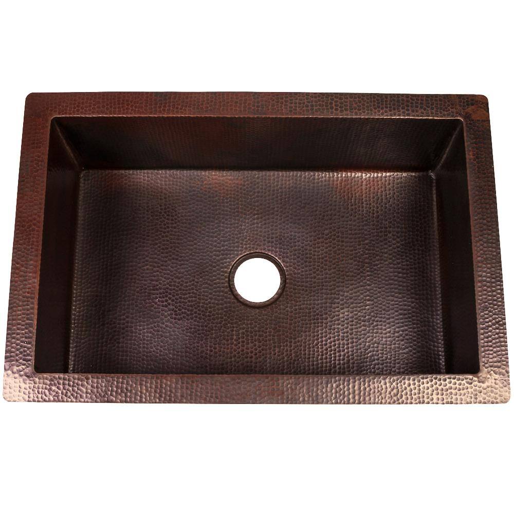 Guadalajara Antique Copper Drop-In Single Bowl Kitchen Sink