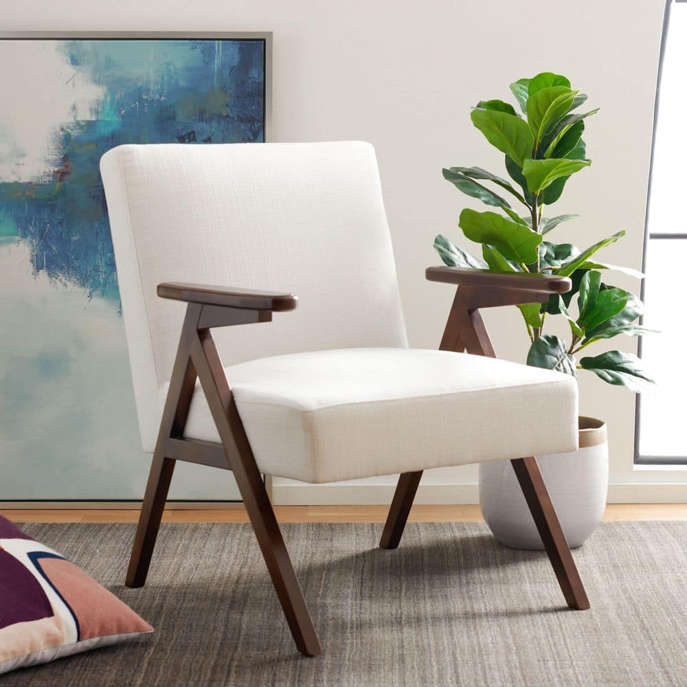 Emyr White Polyester Arm Chair