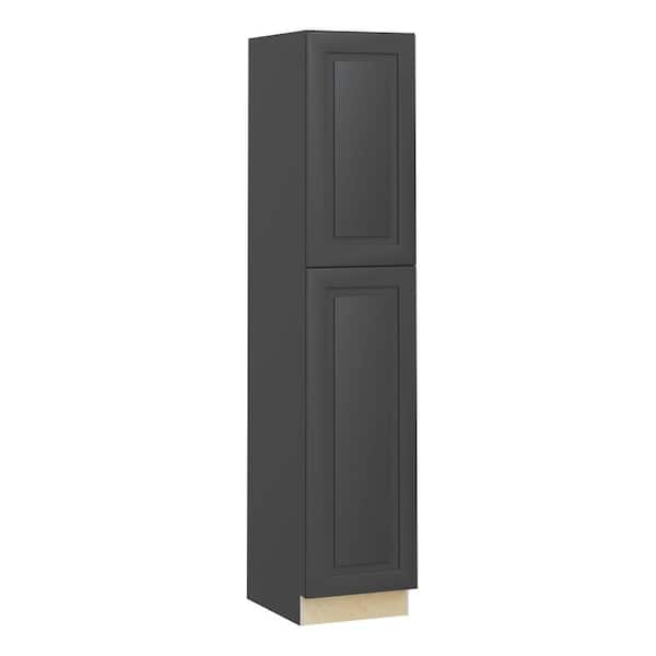 Home Decorators Collection Grayson 18 in. W x 24 in. D x 90 in. H Assembled Plywood Pantry Kitchen Cabinet in Deep Onyx with Soft Close LH