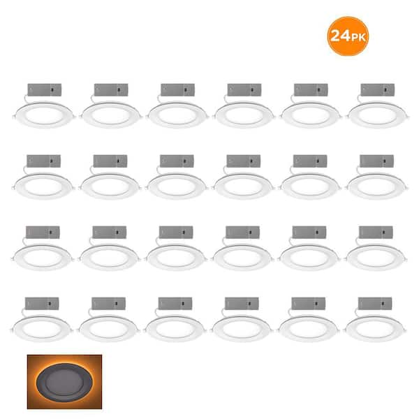 6 in. Canless Adjustable CCT Integrated LED Recessed Light Trim Night Light 900lms New Construction Remodel (24-Pack)