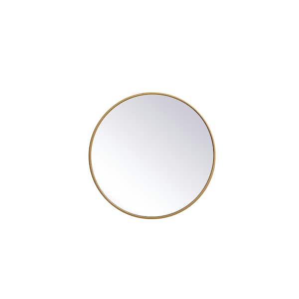 Unbranded Timeless Home 21 in. W x 21 in. H x Midcentury Modern Metal Framed Round Brass Mirror