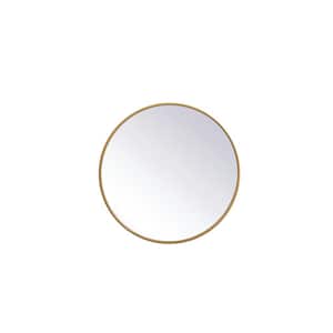 Medium Round Brass Modern Mirror (21 in. H x 21 in. W)