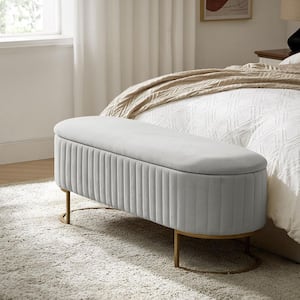 Drotar Dove Modern Storage Bench with Metal Base 50.5 in.