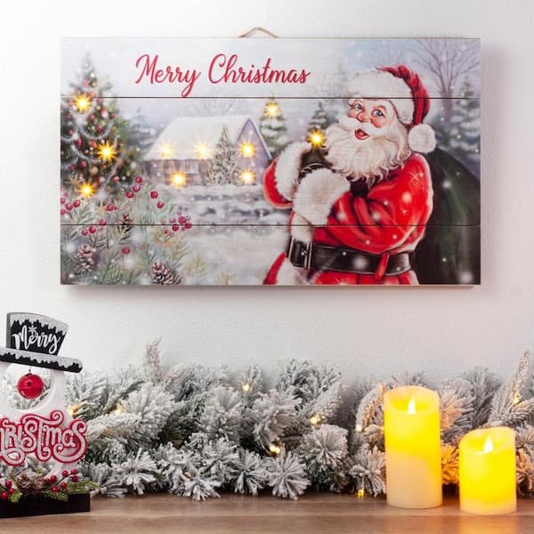 24 in. H Wooden Santa Wall Decor Lighted