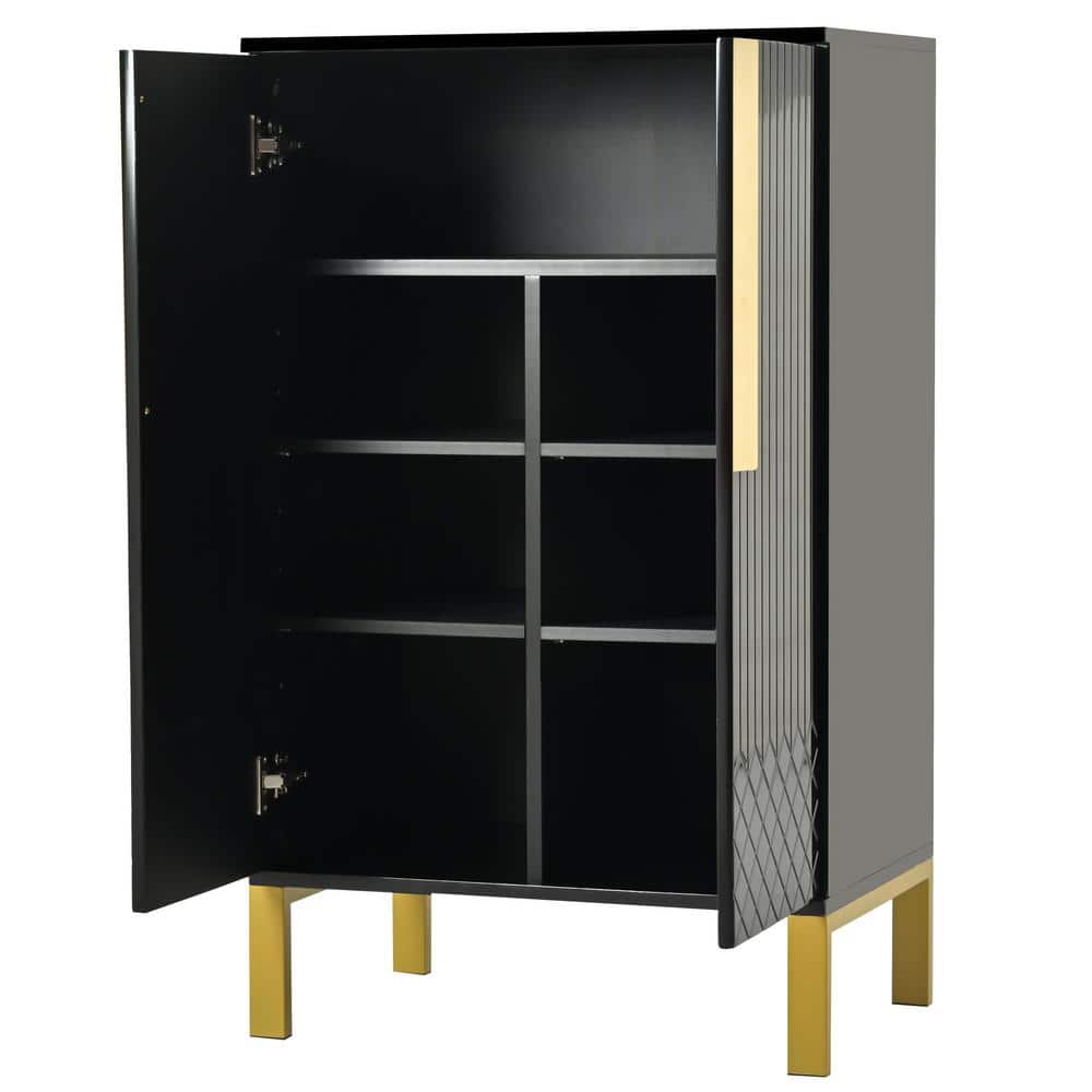 23.7 in. W x 15.7 in. D x 39.2 in. H Bathroom Black Linen Cabinet