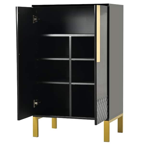 Unbranded 23.7 in. W x 15.7 in. D x 39.2 in. H Bathroom Black Linen Cabinet