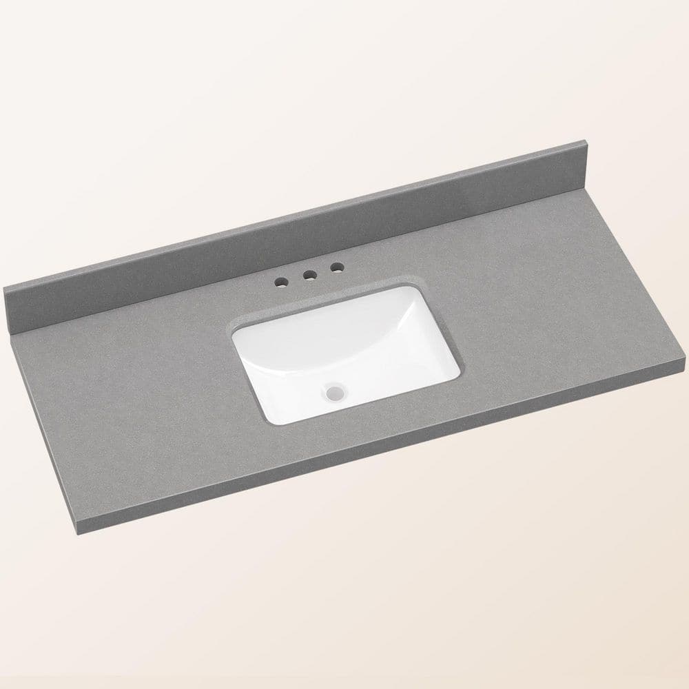 Zeafive HTK 60 in. W x 22 in. D Engineered Stone White Rectangular