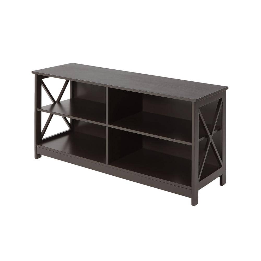 Espresso Brown MDF Open Shelf TV Stand