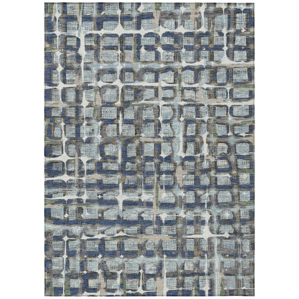 Chantille Machine Washable Indoor/Outdoor Abstract ACN2762 Spa 8 ft. x 10 ft. Area Rug