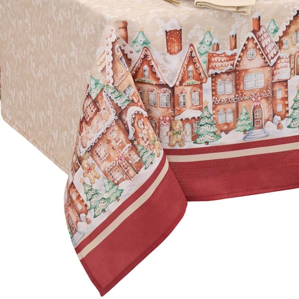 Threadmade Home Gingerbread Bliss Tablecloth, Multicolor - 60"W x 144"L