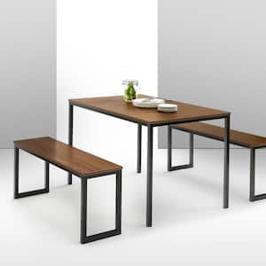 Louis Modern Studio Collection Soho Dining Table with Two Benches / 3 piece set