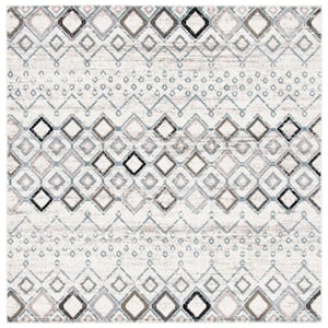 Amsterdam Ivory/Gray 9 ft. x 9 ft. Multi-Diamonds Chevron Square Area Rug