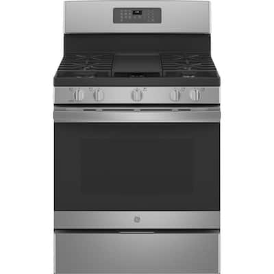 30 in. 5.0 cu. ft. Gas Range with Self-Cleaning Oven in Fingerprint Resistant Stainless Steel with Griddle